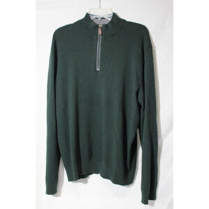 Jos A Banks Green Waffle Knit 1/4 Zip Sweater LS Men's XXL Cotton Wool Blend